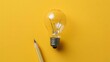 © Khalida - Business creativity and inspiration concepts are conveyed with a lightbulb and pencil against a yellow background, motivating for success and encouraging big ideas.