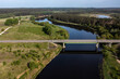 Beautiful aerial view of the bridge over the River Neris in Lithuania