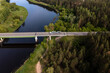 Beautiful aerial view of the bridge over the River Neris in Lithuania