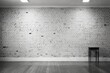 brick wall white color and wooden plank floor and bench for background or texture