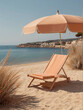 Retro style image of parasol on the sandy beach
