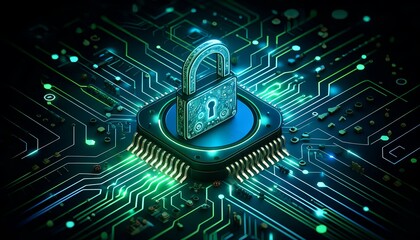A computer chip with a lock on it