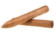 Two luxury cigars isolated on a white background. Mild and strong.
