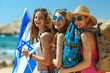 © Iryna - Girls with flag of Israel. Independence Day of Israel.