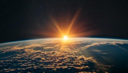 Wall Mural - sunrise on the earth seen from the space