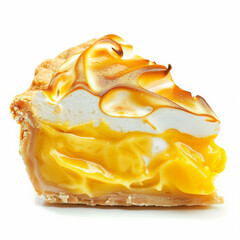 Wall Mural - A vibrant lemon meringue pie with a glossy topping, isolated on a white background 