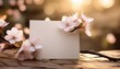 blank note with flowers greeting mockup