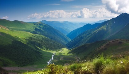 Wall Mural - green mountain valley