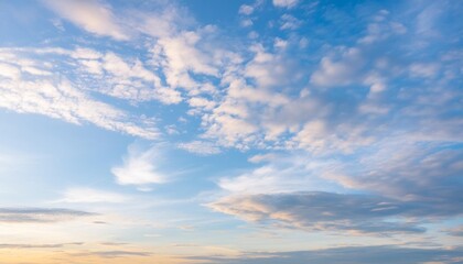 Wall Mural - beautiful blue sunset sky with white clouds background generative ai