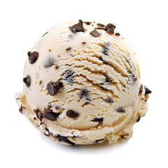 Wall Mural - A scoop of chocolate chip ice cream, isolated on a white background 