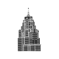 Wall Mural - Penobscot Building Icon Silhouette Illustration. Detroit Vector Graphic Pictogram Symbol Clip Art. Doodle Sketch Black Sign.