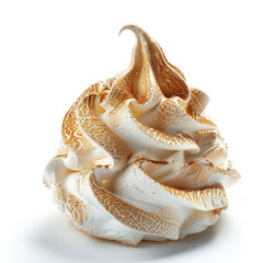 A delicate meringue with a crispy exterior, isolated on a white background 