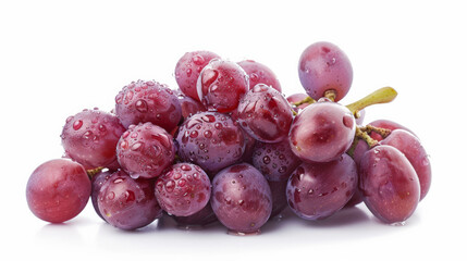 Wall Mural - A cluster of ripe red grapes with dew, isolated on a white background 