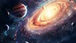 © Otseira - Planets of the solar system against the background of a spiral galaxy in space. national asteroid day