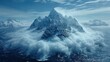 © Olga - An aerial view of a mountain peak surrounded by clouds in the middle of the ocean