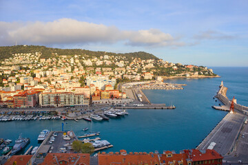 Wall Mural - : Panorama of city and port in Nice, France