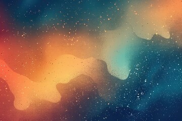 Wall Mural - A colorful space background with a blue and orange swirl. The background is filled with stars and the colors are vibrant