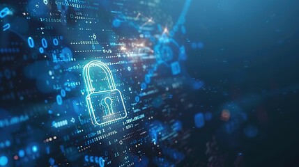 Cyber security concept. digital padlock on abstract cyber security with binary code