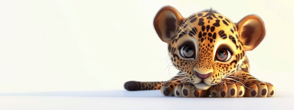 3d cartoon leopard on a white background