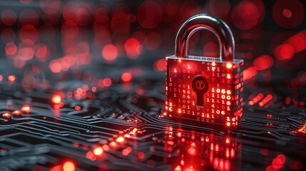 Cyber security concept. digital padlock on abstract cyber security with binary code