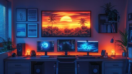 profile Programmer workplace with computer monitor