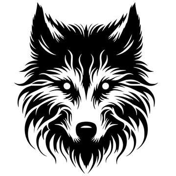 Scary wolf face silhouette