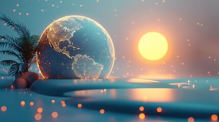 Wall Mural - Modern 3d world background minimalistic and aesthetic style