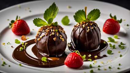 Wall Mural - Chocolate covered strawberries dessert