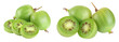mini kiwi baby fruit or actinidia arguta isolated on white background with full depth of field.
