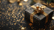 Elegant Black Gift Box With Gold Stars