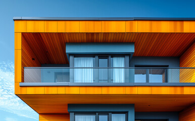 Wall Mural - Modern apartment buildings on sunny day with blue sky