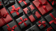 Assorted Red and Black Wrapped Presents for Sale