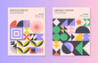 Abstract geometric pattern backgrounds with copy space for text.Trendy minimalist geometric designs with bold simple shapes and elements.Modern artistic vector illustrations.