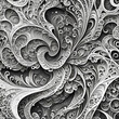 Formen natürlich dynamisch geschwungen wie Wellen fließende Ornament Schnitzerei oder Design Architektur als Vorlage Hintergund Dekoration Dekor 3D Material alt edel kurvig in schwarz weiß 