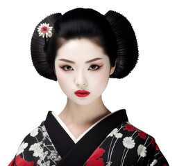 PNG Japanese real geisha wearing black kimono portrait fashion adult