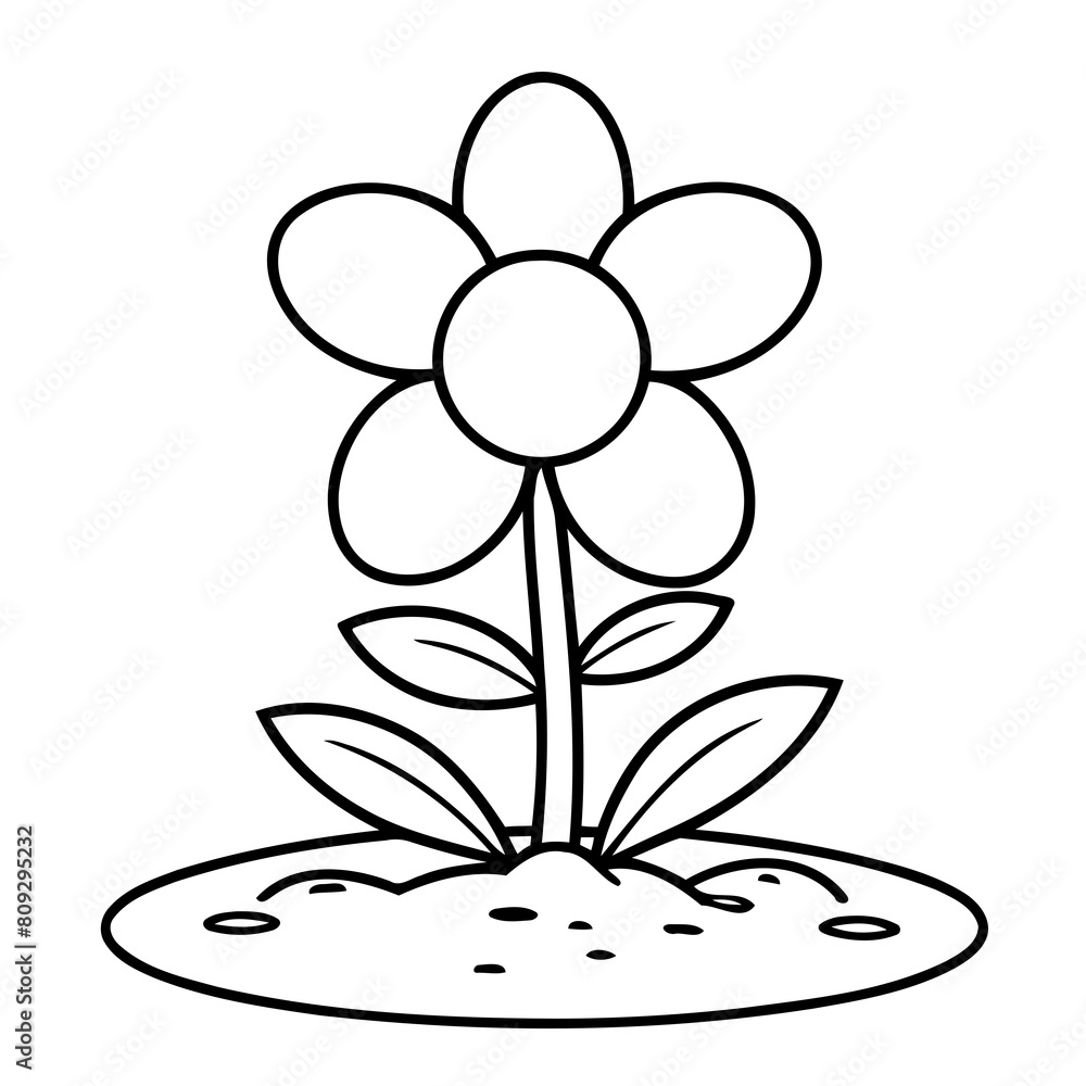 Cute vector illustration Flower doodle for kids coloring worksheet ...
