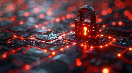 Cyber security concept. digital padlock on abstract cyber security with binary code