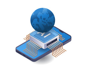 Aufkleber - World of artificial intelligence business infographic 3d illustration flat isometric