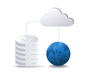 Aufkleber - World internet cloud server infographic 3d illustration flat isometric