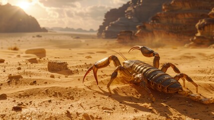 closeup of a scorpion in the desert