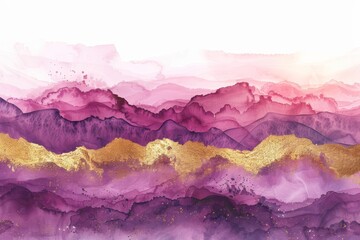 An abstract purple and gold illustration or a geode like texture on white background. 