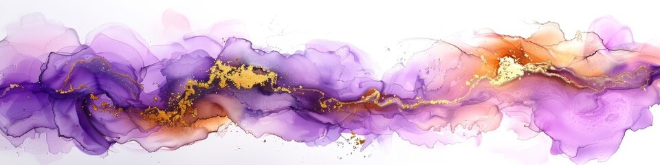 An abstract purple and gold illustration or a geode like texture on white background. 