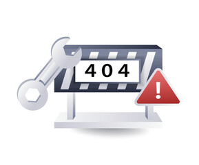 Leinwandbilder - Technology system error 404 warning, flat isometric 3d illustration infographic