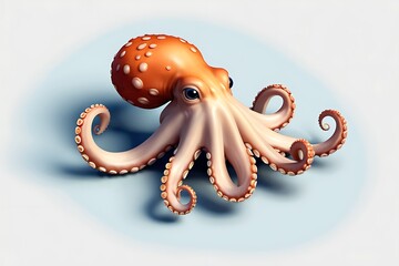 Wall Mural - cute illustration orange octopus on white background