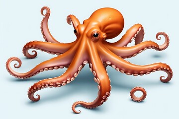 Wall Mural - cute illustration orange octopus on white background