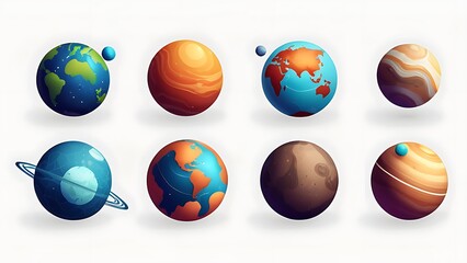 Set of realistic planets background