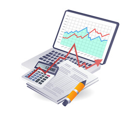 Wall Mural - Tax financial analysis data infographics flat isometric 3d illustration