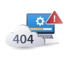 Leinwandbilder - System warning error 404, infographic 3d illustration flat isometric
