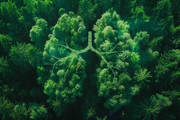 lungs shaped forest fresh air and healthy environment concept green nature photo illustration