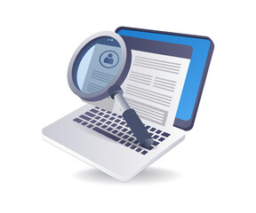 Fototapete - Searching for personal account information data, infographics, 3D flat isometric illustration
